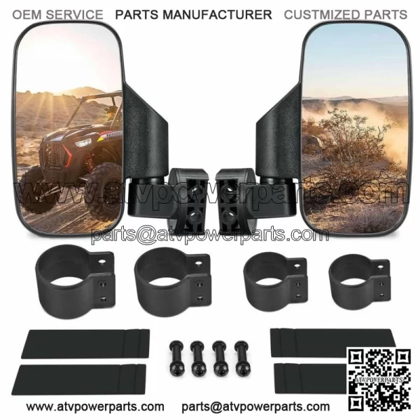 UTV Side Mirrors Rear View Mirrors For 1.75"-2" Polaris RZR Yamaha (Fits: Yamaha Rhino 660)