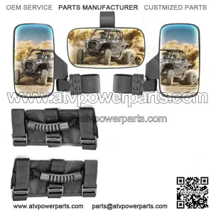 Roll Bar Cage Rear View Mirrors w/ Grips For Polaris UTV RZR XP 1000 900 570 800 (Fits: Yamaha Rhino 660)