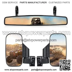 UTV Rear Side&Center Mirrors Set 1.75" Roll Bar For Polaris RZR 570/900/XP 1000 (Fits: Yamaha Rhino 660)