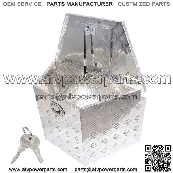 28" Silver Aluminum Trailer Tool Box + 2 key for Flatbed Trailer Truck Storage - Image 3