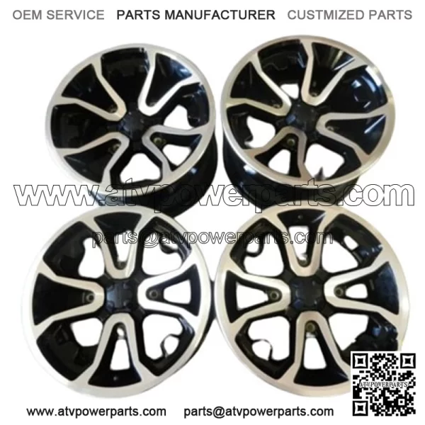 Can Am OEM Wheel Rim Set 14" New Take Off 14x7 14x8.5 4x137mm Black Machined