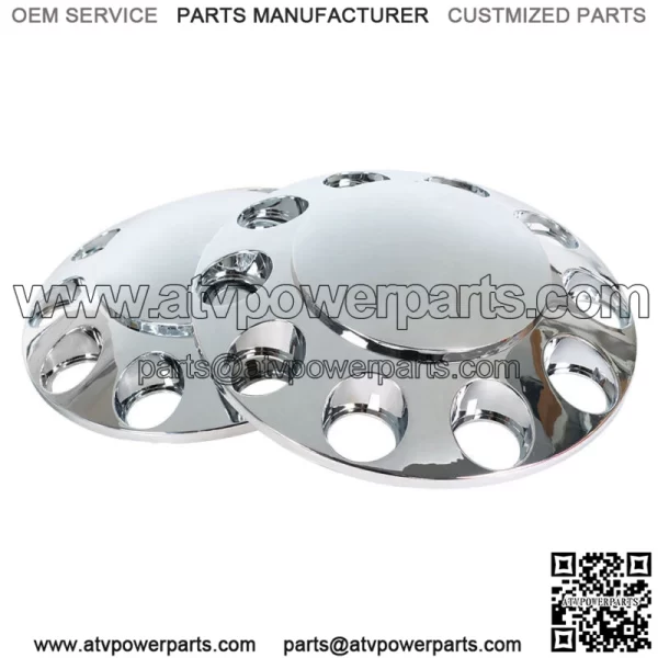 Pair Chrome Front Wheel Covers 33mm Hub Axle Semi Truck ABS Plastic Satin - Image 3