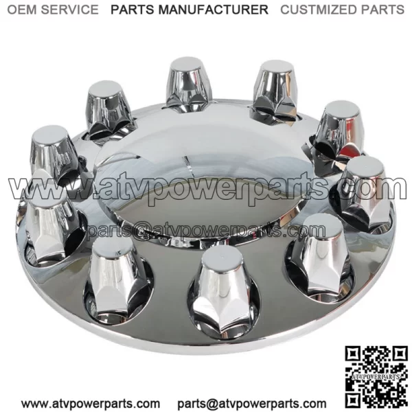 Pair Chrome Front Wheel Covers 33mm Hub Axle Semi Truck ABS Plastic Satin - Image 4