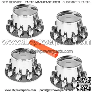 Set of 4 Rear Chrome Wheel Axle Hub Cover Kit Semi 33MM Nut Covers ABS Plastic