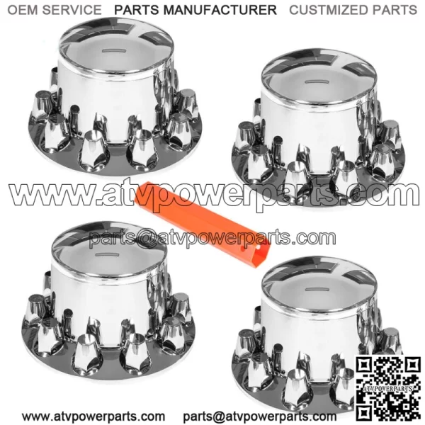 Set of 4 Rear Chrome Wheel Axle Hub Cover Kit Semi 33MM Nut Covers ABS Plastic