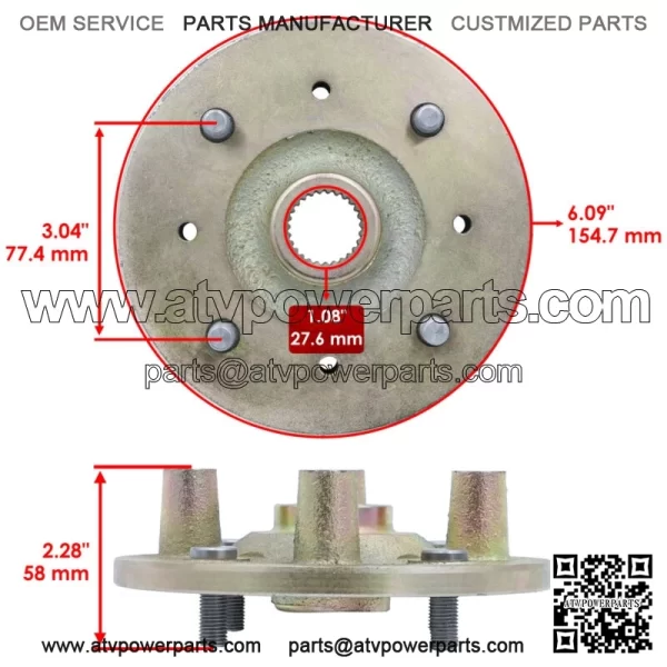 Rear Wheel Hub For Yamaha Rhino 450 YXR450 2008-2009 Left Or Right - Image 2