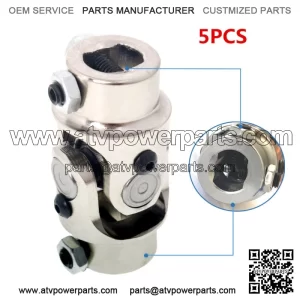 Steering U Joint Coupler Chrome Single U-Joint Shaft 3/4" DD X 3/4" DD 5PC