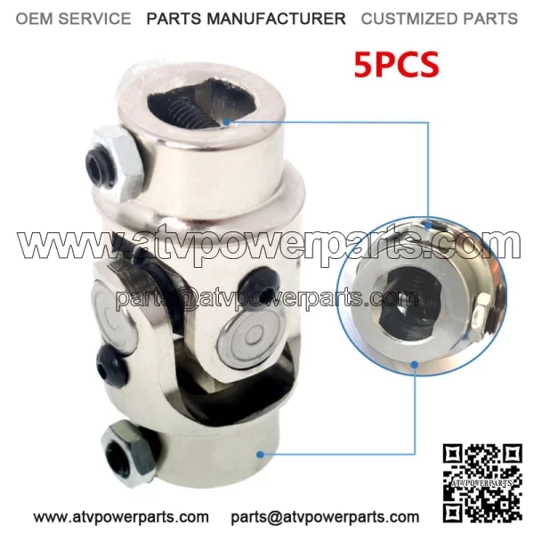 Steering U Joint Coupler Chrome Single U-Joint Shaft 3/4" DD X 3/4" DD 5PC