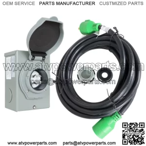 25/50Ft Generator Extension Power Cord Copper Wire L14-30 30 Amp Power Inlet Box