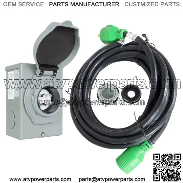 25/50Ft Generator Extension Power Cord Copper Wire L14-30 30 Amp Power Inlet Box