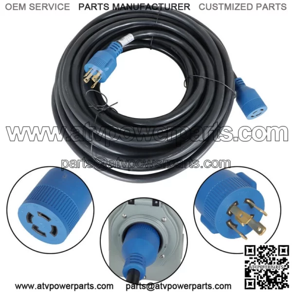 30 Amp Generator Cord 75FT and Power Inlet Box Waterproof Combo Kit NEMA L14-30 - Image 2