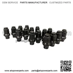 SET OF 16 BLACK M10x1.25 ET EXTENDED THREAD BEVELED TAPERED LUG NUTS
