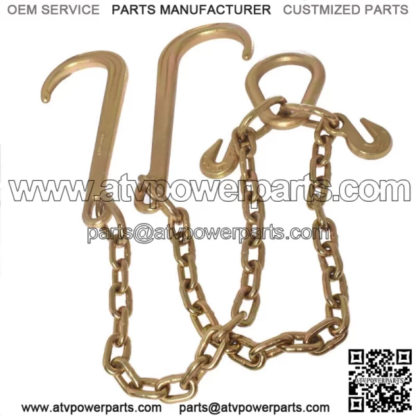 Tow Chain J-Hooks V-Chain Flatbed Truck Rollback Wrecker Carrier 5/16" X 2' G70