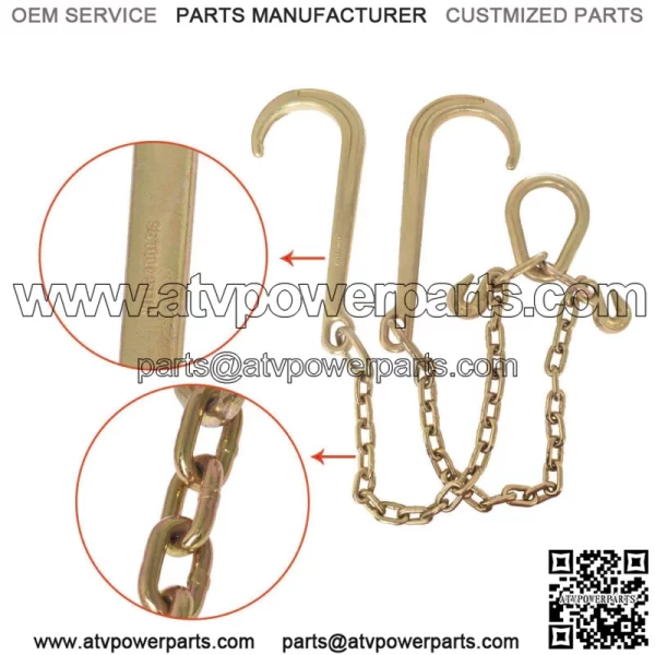 Tow Chain J-Hooks V-Chain Flatbed Truck Rollback Wrecker Carrier 5/16" X 2' G70 - Image 3