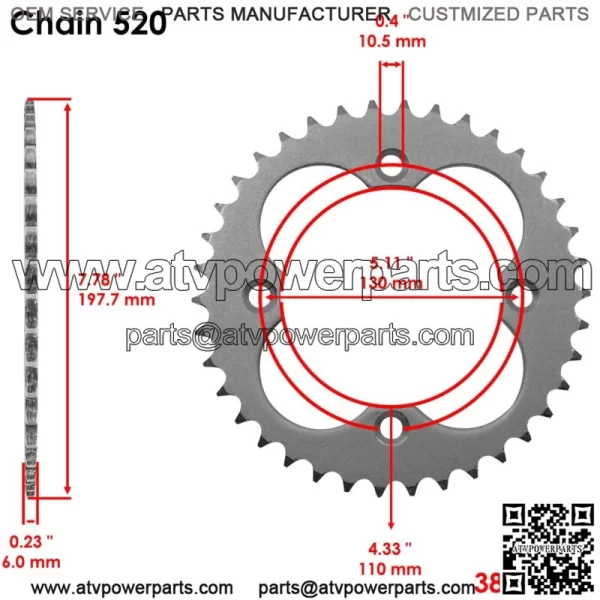 Drive Chain & Sprockets Kit for Honda TRX450R TRX450ER 2006-2014 (For: Honda) - Image 4