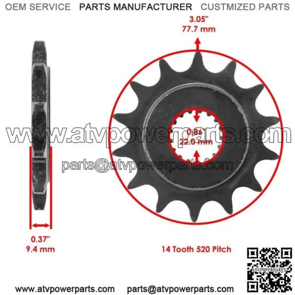 Black Drive Chain And Sprockets Kit for Honda TRX450R Sportrax 450 2X4 2004 05 (For: Honda) - Image 3