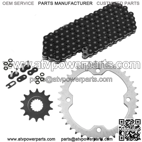 Black O-Ring Drive Chain & Sprockets Kit for Yamaha Raptor 700 YFM700R 2006-16 (For: Yamaha Raptor 700)