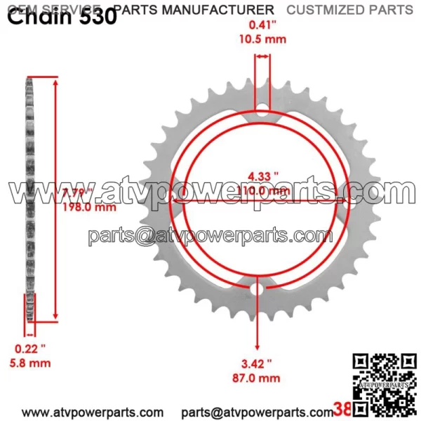 Black O-Ring Drive Chain & Sprockets Kit for Yamaha Raptor 700 YFM700R 2006-16 (For: Yamaha Raptor 700) - Image 4