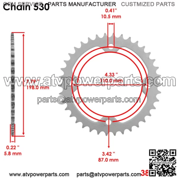 Drive Chain & Sprockets For Yamaha Raptor 700 YFM700 2013-2023 YFZ450  2004-2013 (For: Yamaha Raptor 700) - Image 4