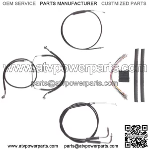 Black +10" Cable & Brake Line Cmpt DD Kit 2008-2017 Harley-Davidson Dyna No ABS (For: Harley-Davidson)