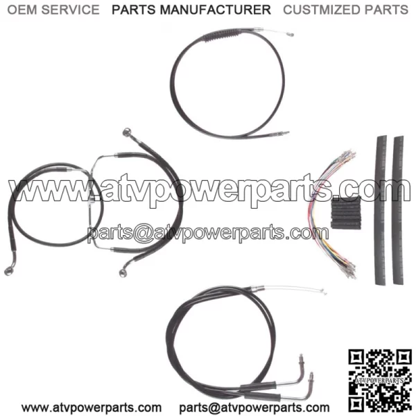 Black +10" Cable & Brake Line Cmpt DD Kit 2008-2017 Harley-Davidson Dyna No ABS (For: Harley-Davidson)