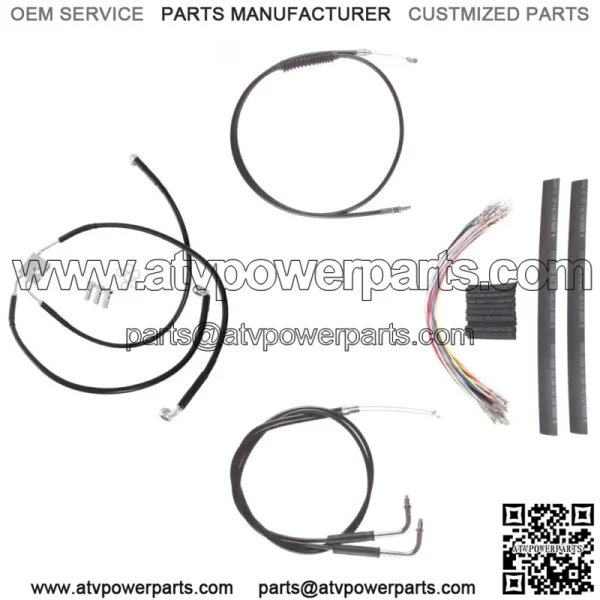 Black +4" Cable & Brake Line Cmpt DD Kit 2012-2017 Harley-Davidson Dyna w/ABS (For: Harley-Davidson)