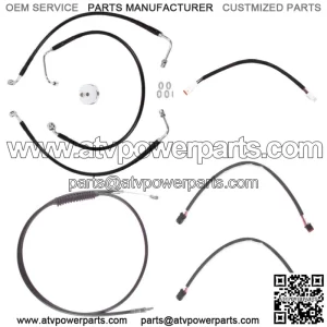 Black +8" Cable & Brake Line Cmpt Kit 2018-2019 Harley Softail Fat Bob No ABS (For: Harley-Davidson)