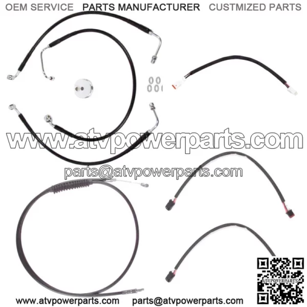 Black +8" Cable & Brake Line Cmpt Kit 2018-2019 Harley Softail Fat Bob No ABS (For: Harley-Davidson)