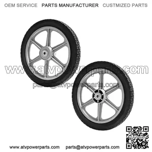 14" x 1.75" Spoked Plastic Wheel, 14 Inch Black(2 Pack)