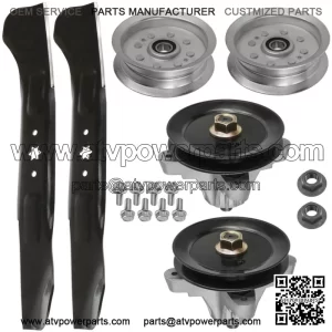 Deck Spindle Pulleys & Blade For Troy-Bilt Bronco 46X 46T 46K Horse XP TB 46 46"