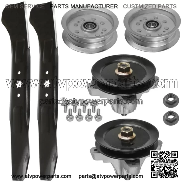 Deck Spindle Pulleys & Blade For Troy-Bilt Bronco 46X 46T 46K Horse XP TB 46 46"