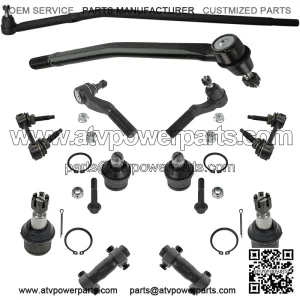 12pc Steering Suspension Kit Ball Joints Tie Rods Sway Bar Ends Drag Link Compatible with 2008-2014 Ford E-150 E-250 2008-2019 E-350 Super Duty
