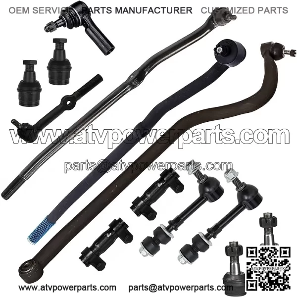 13 Piece Kit for DODGE RAM 3500 / RAM 2500, Tie Rod End, Drag Link, Inner & Outer Tie Rod Ends, Lower & Upper Ball Joints, Adjusting Sleeves, Track Bar Sway Bar Links Front