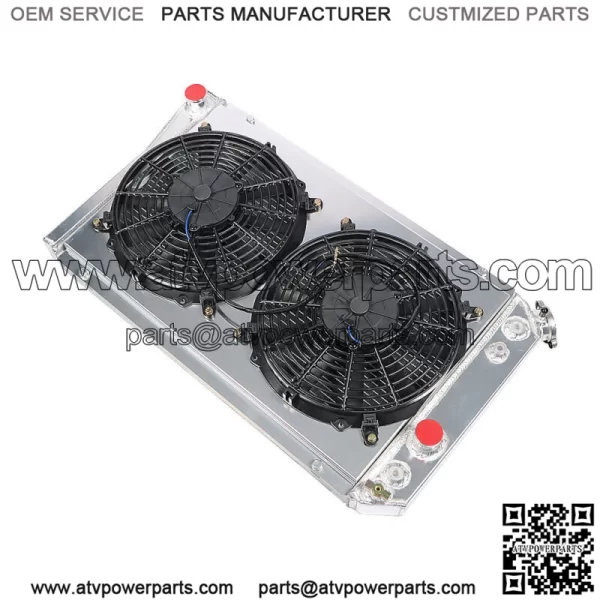 3-Row Aluminum Core Racing Radiator+pull Fan Shroud For 82-02 Corvette C4/s10 V8 - Image 2