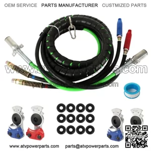 12FT 3-in-1 Wrap Set Air Line Hose Assemblies Universal Fitment For Semi Truck