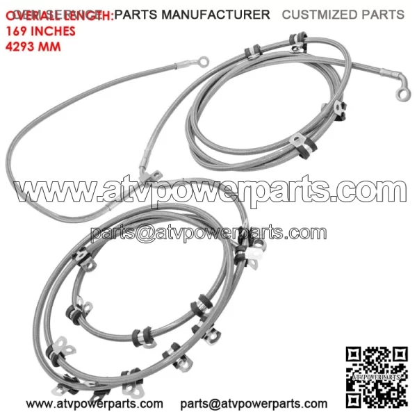 Front & Rear Brake Hose Line For Can Am Maverick Turbo Maverick Max Turbo 19-21 - Image 3