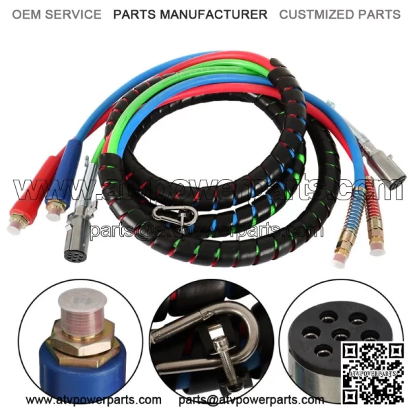 15' 3-in-1 Wrap Set Air Line Hose Assemblies For Semi Truck Tractor Trailer - Image 2