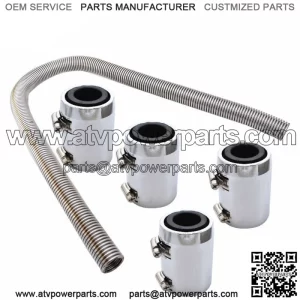 Universal 48" Stainless Steel Radiator Flexible Coolant Water Hose with Caps Kit