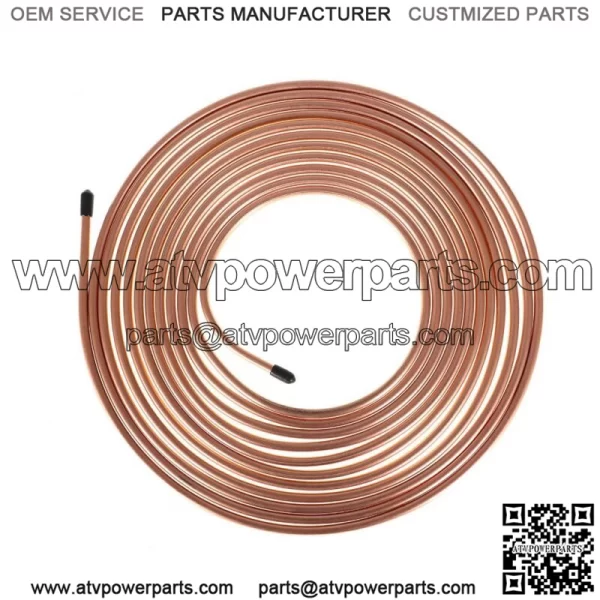 Iron Plating Copper Brake Line Tubing Kit 1/4 OD 25 Ft Coil Roll &Fittings - Image 2