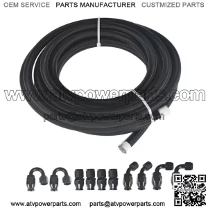 Black Nylon Braided E85 PTFE Fuel Line 20ft 8AN -8AN 10 Fittings Hose kit E85