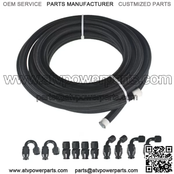 Black Nylon Braided E85 PTFE Fuel Line 20ft 8AN -8AN 10 Fittings Hose kit E85