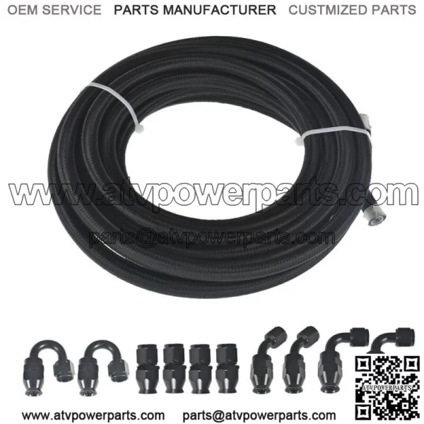 Black Nylon Braided E85 PTFE Fuel Line 20ft 8AN -8AN 10 Fittings Hose kit E85 - Image 5