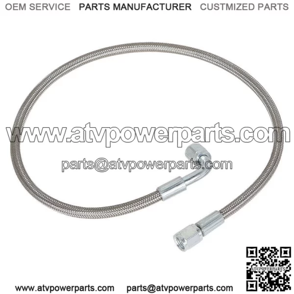 Steel Braided 48" & 24'' Length Hose Turbo Oil Feed Line 4AN 90 Degree Straight - Image 2