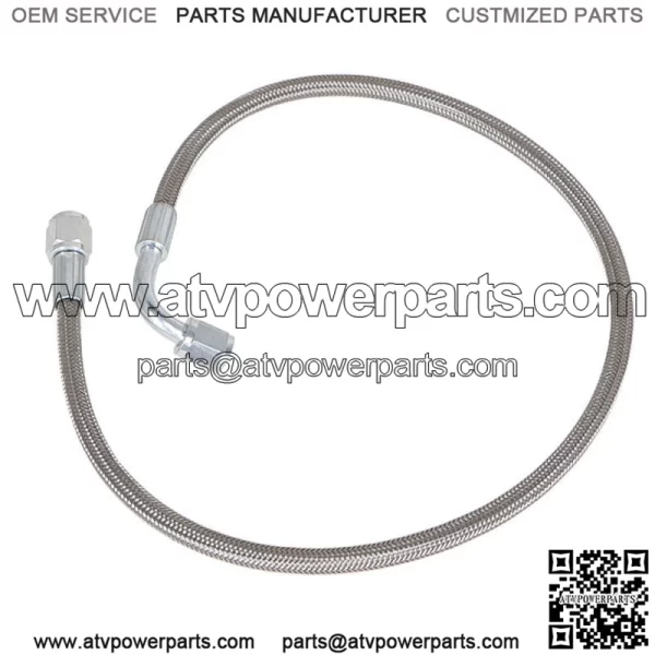 Steel Braided 48" & 24'' Length Hose Turbo Oil Feed Line 4AN 90 Degree Straight - Image 3