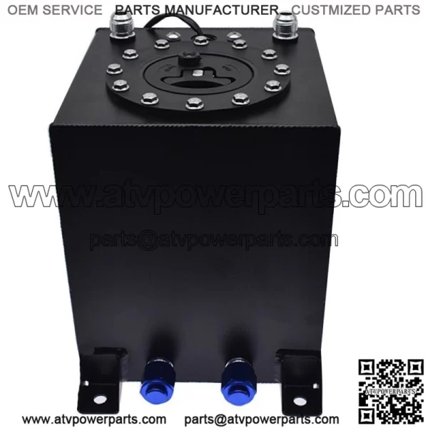 BLACK 2.5 GALLON DRIFTING FUEL CELL GAS TANK+LEVEL SENDER COATED ALUMINUM RACING