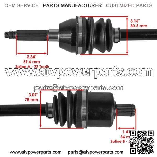 1333246 CV Axles For Polaris ACE 325 2015-16 / Ace 900 EFI 2016 Front And Rear - Image 3