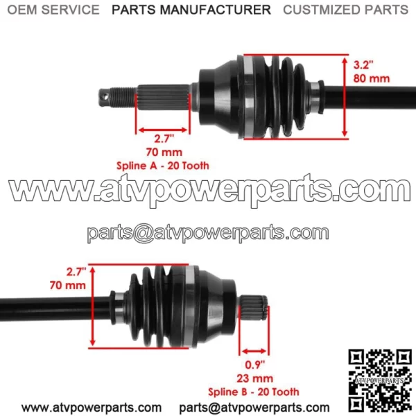 Rear Right And Left CV Joint Axles for Polaris Hawkeye 300 2X4 4X4 2006-2011 (For: Polaris) - Image 3