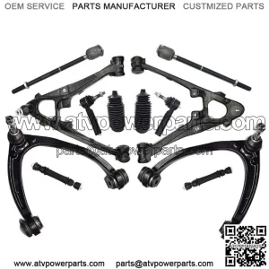 12 Front Upper Lower Control Arm Tierod Kit For Chevy Silverado GMC Sierra 1500