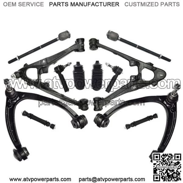 12 Front Upper Lower Control Arm Tierod Kit For Chevy Silverado GMC Sierra 1500