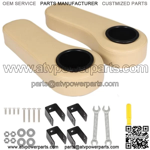 Golf Cart Armrest with Cup Holder Fits For EZGO Club Car Yamaha Black/Beige/Gray - Image 3